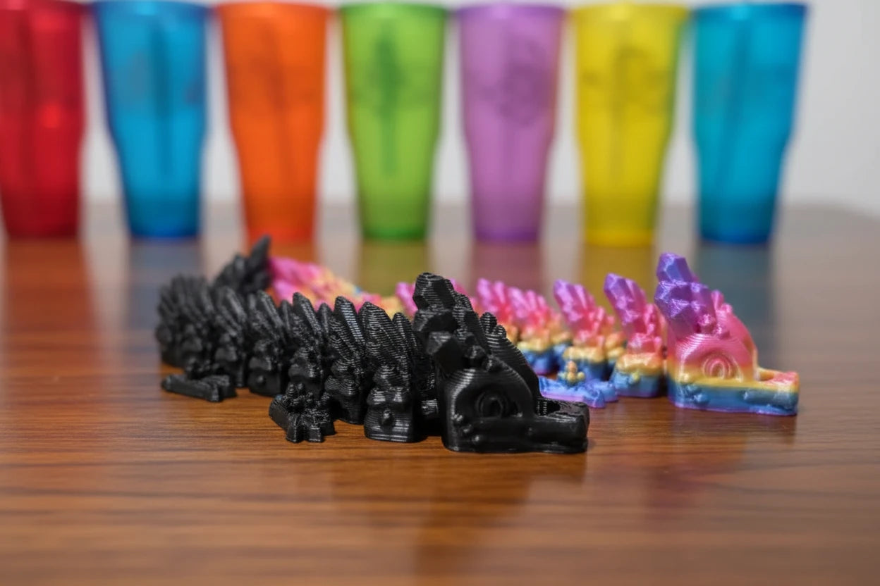 3D Printed Articulated Dragon Straw Topper