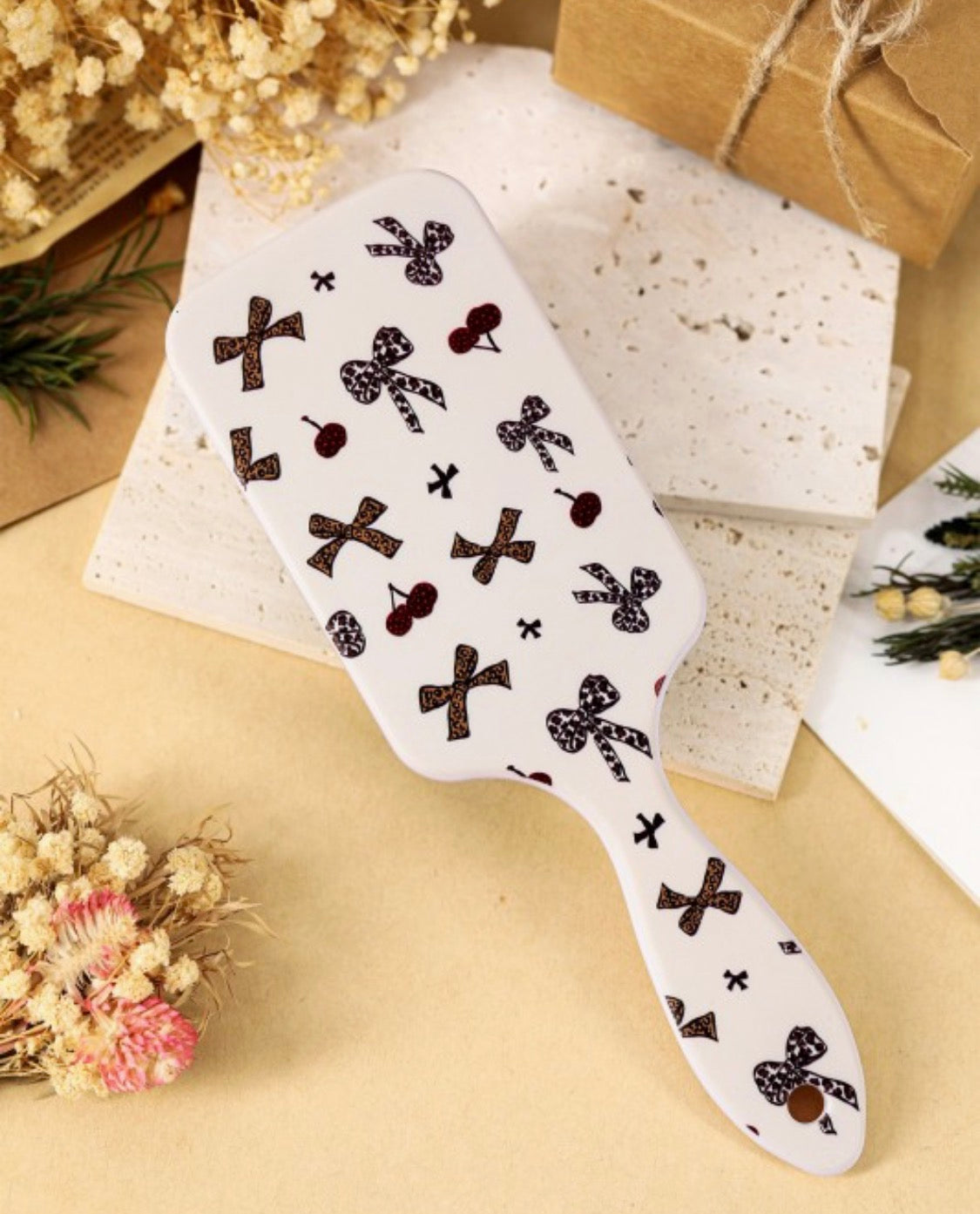 Leopard Bow Print Anti-Static Brush - MOTHER’S DAY PRE-ORDER