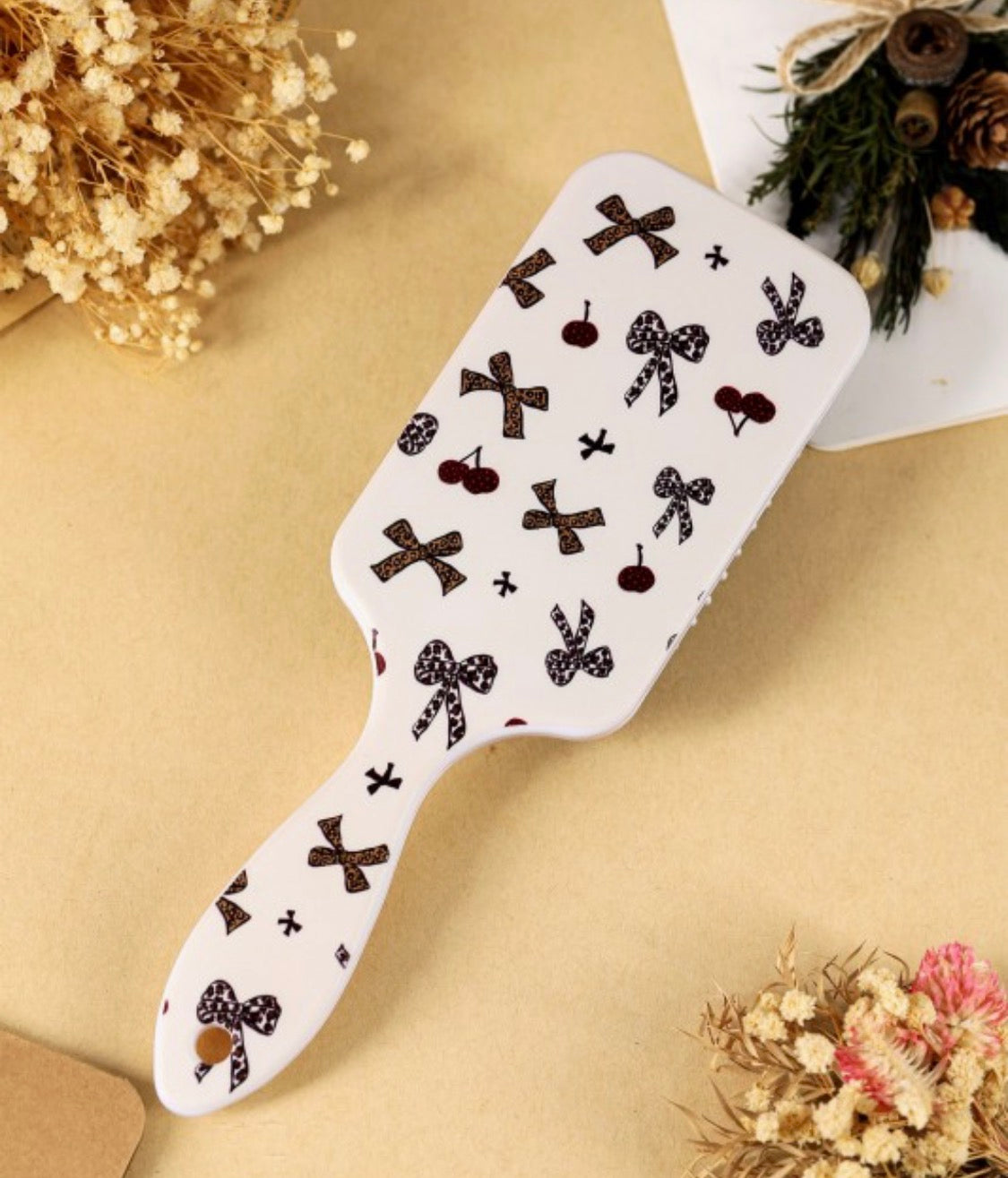 Leopard Bow Print Anti-Static Brush - MOTHER’S DAY PRE-ORDER