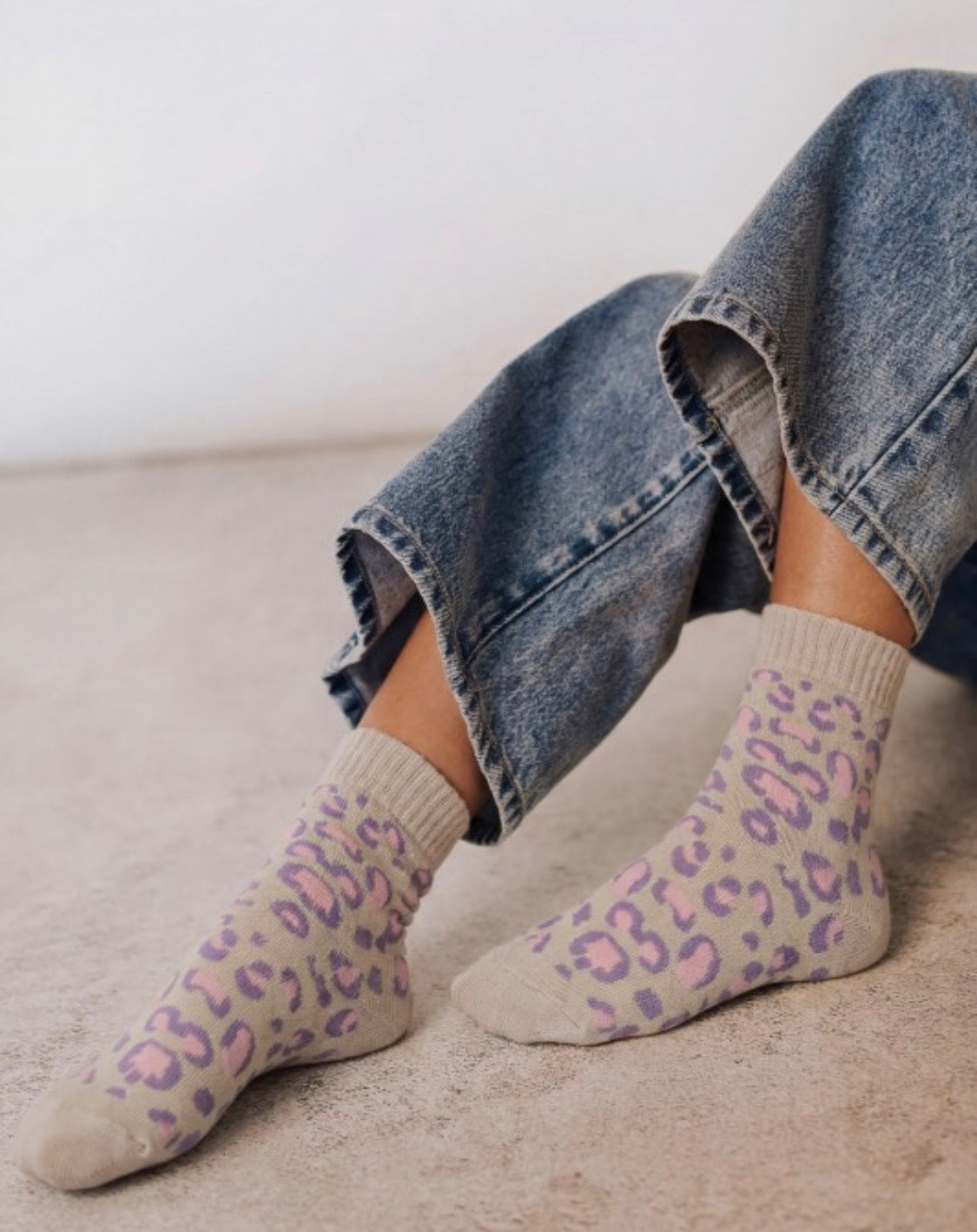 Leopard Print Ribbed Cotton Socks - MOTHER’S DAY PRE- ORDER