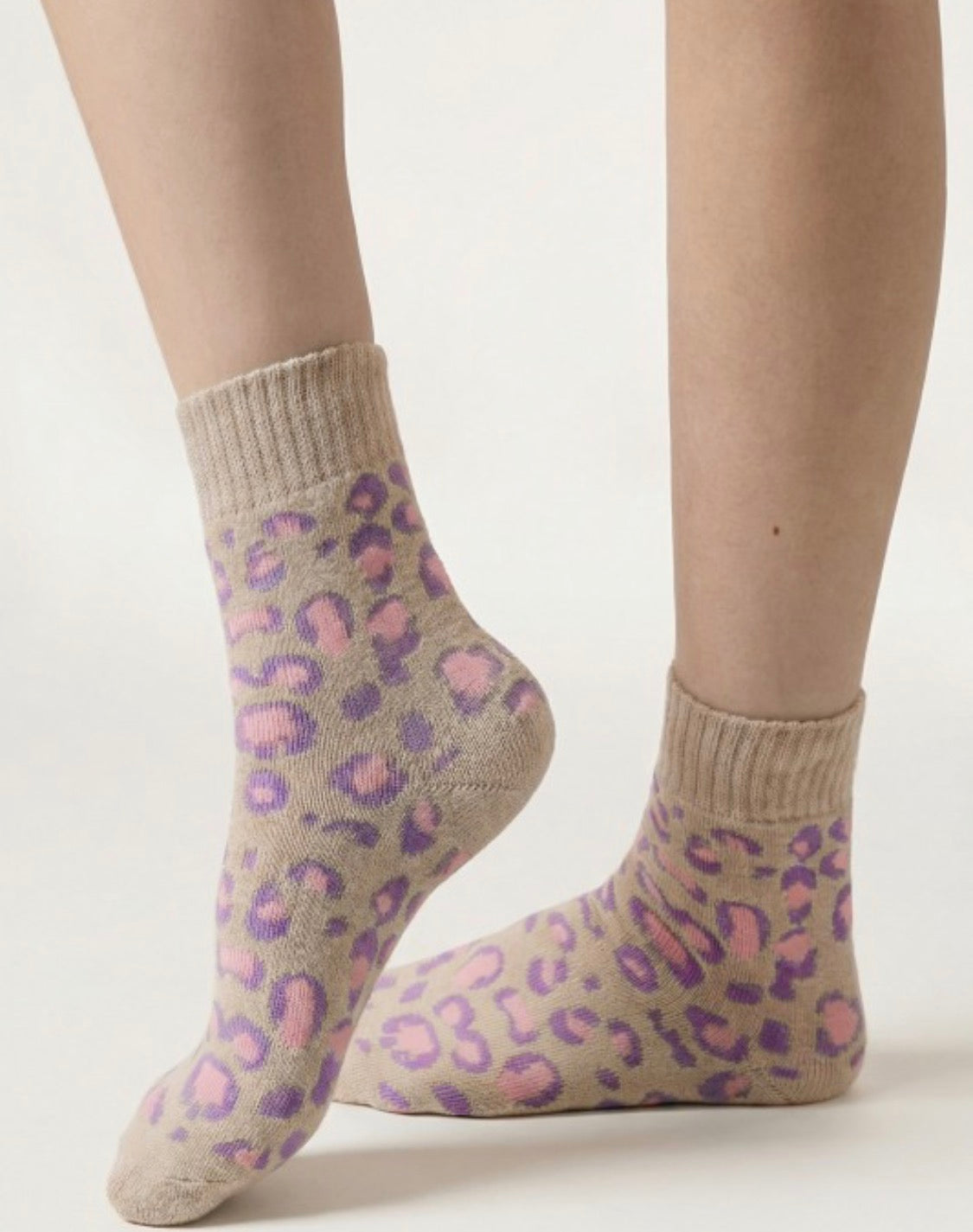 Leopard Print Ribbed Cotton Socks - MOTHER’S DAY PRE- ORDER