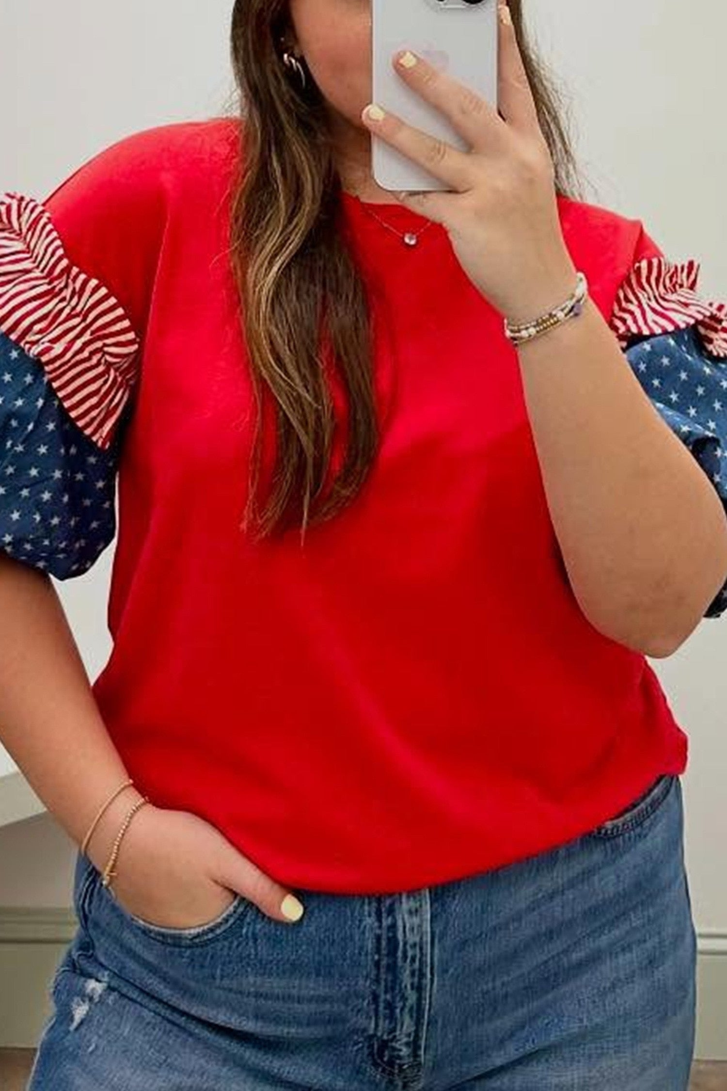 Patriotic Ruffled Edge Shirt - MOTHER'S DAY PRE-ORDER