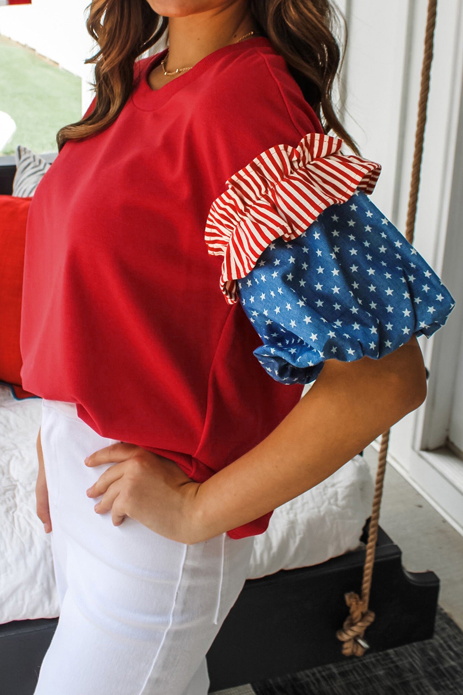 Patriotic Ruffled Edge Shirt - MOTHER'S DAY PRE-ORDER