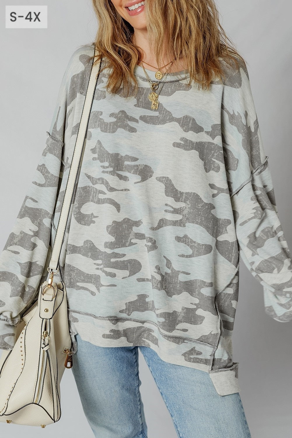 Camo Raw Edge Sweatshirt - MOTHER'S DAY PRE-ORDER