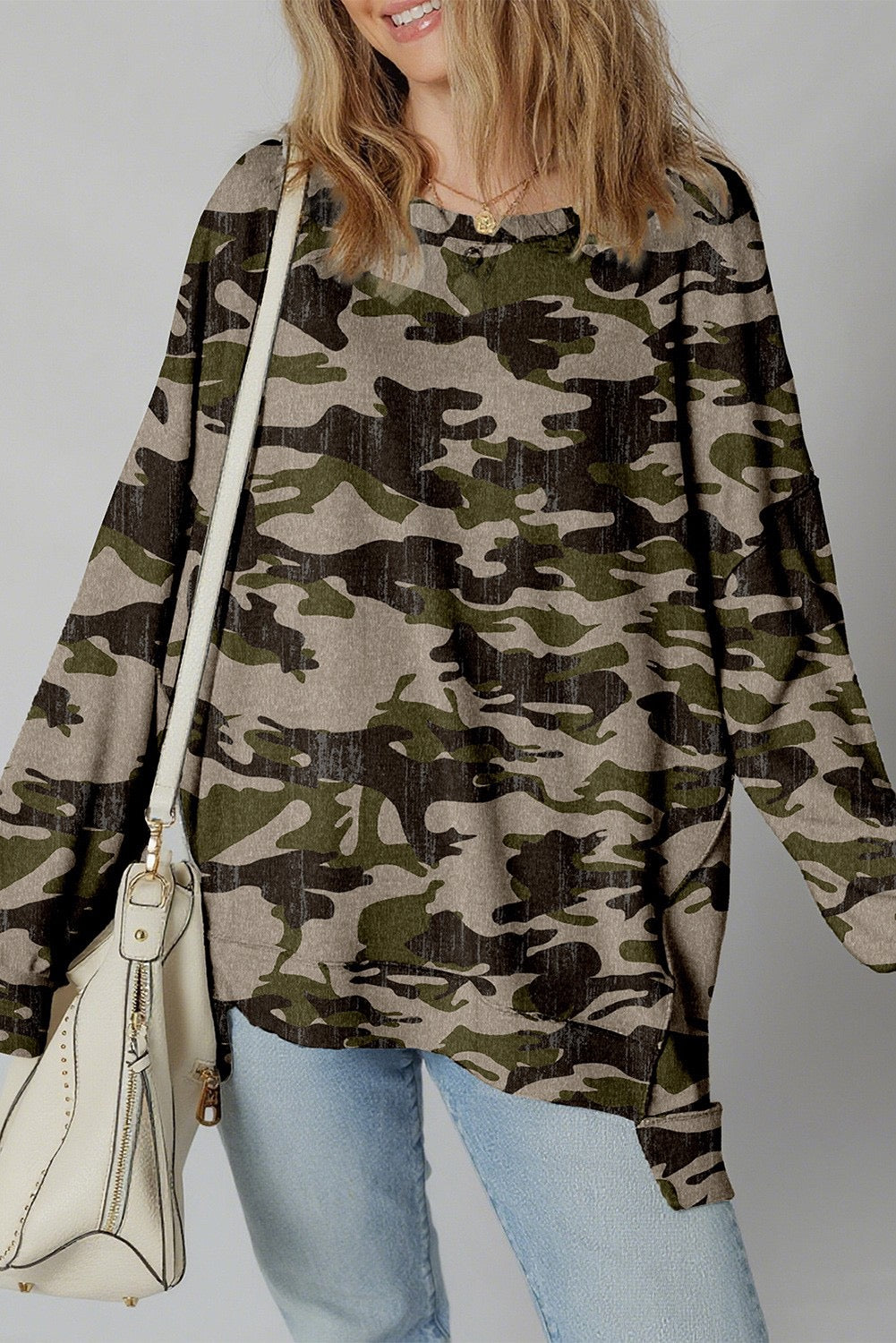 Camo Raw Edge Sweatshirt - MOTHER'S DAY PRE-ORDER