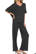 Zenana V-Neck Top Set