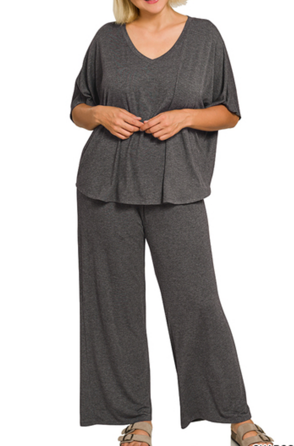 Zenana V-Neck Top Set